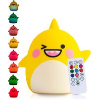 Veilleuse Bébé Requin (Grande) - avec Fonction de Tapotement et Télécommande - Lampe LED de Nuit Rechargeable - Cadeau de Naissance - Jouet - Chambre de Bébé - Lampe Enfant Premium
