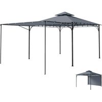 Gazebo da Giardino con Tetto Estensibile e Fori di Drenaggio, in Metallo e Poliestere, 3.2x3.2 m, Grigio Scuro