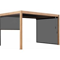 Pergola bioclimatique adossée 3x4m et 3 stores bois gris