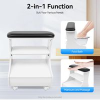 Tabouret de Pédicure,Tabouret avec Repose-Pieds,Meuble Roulant pour Soins des Pieds,avec Plateau et Rangement,Idéal pour Salon de Beauté et Usage Domestique Professionnel
