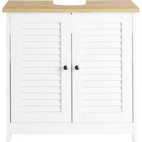 Sobuy – Meuble bas de salle de bain sous lavabo avec 2 portes et 2 étagères – Dimensions L60 x P35 x H59 cm – MDF blanc – FRG237WN