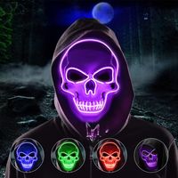 Masque de purification à LED, masque d'Halloween, masque d'horreur à LED dans l'obscurité, masque de purification d'Halloween, avec 3 modes d'éclairage, adapté aux jeux de costumes, aux festivals de j