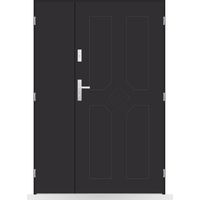 Porte d'entrée double Azélie - 130-140-150x208cm - Couleur: Noir - Poussant: Droit - Dimensions: 100x40