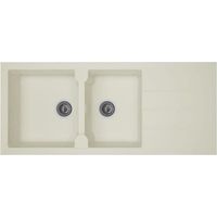 STRADOUR Evier cuisine a encastrer 2 bacs + 1 égouttoir Aloa - Résine - 116 x 50 cm - Blanc