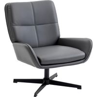 Butaca salón tapizada PU, sillón lectura asiento acolchado reposabrazos patas metálicas gris