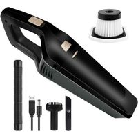Handheld Vacuum Cleaner, 120W 2200mAh Rechargeable Cordless Tabletop Vacuum Cleaner, USB Charging Portable Vacuum Cleaner with Washable Filter Dryer, for Pet Hair, Kitchen, Office, Car (Black)
