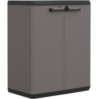 KIS Armoire de rangement basse Più - 68 x 39 x 83 cm - Gris anthracite et noir