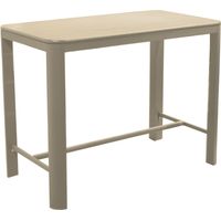 PROLOISIRS Table haute en aluminium - EOS 140 x 74 - Plateau à lattes - Hauteur 105 cm - Coloris crème