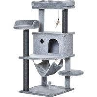 Árbol Rascador para Gatos 48x48x107 cm Torre para Gatos con Cueva de Fieltro Desmontable Hamaca Camas Plataformas Gris