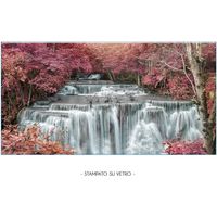 Lupia - Quadro Moderno Stampa su Vetro Temperato GLASS CASCATA PASTEL Alta Definizione e Lucentezza di Colori Design Elegante per Soggiorno, Camera, Ufficio Facile da Appendere, 73x139 cm