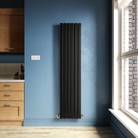 ELEGANT Black Designer Radiator 408 x 1800 mm Flat Double Panel Vertical Central Heating Radiator