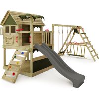Fatmoose TikaTaka Town climbing frame with slide and surf extension in anthracite