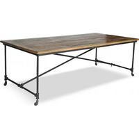 Vintage industrial dining table wood and steel Natural wood
