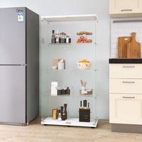 Vetrina in vetro 80x36x164 cm - con quattro ripiani - doppie ante - su supporto - vetro temperato - adatta per soggiorno - camera da letto - ufficio - Bianco