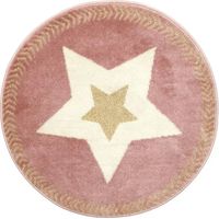 Tapis Rond - HOME DECO KIDS - Étoile Fil Métallisé - Rose - 80 cm