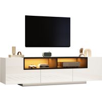 Meuble TV 180 cm blanc noir LED tiroirs TV 75 pouces design L