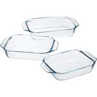 Pyrex Set 3 Plats en Verre Borosilicate Rectangulaires 2,2 3,1 4 L