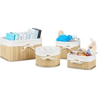 Relaxdays – Lot de 4 boîtes de rangement en bambou – 4 tailles différentes – Corbeilles pour armoire et placard – Design élégant et vintage