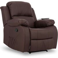 Fauteuil Relax marron Nalui Trevi Fauteuil inclinable à 160°, 8 moteurs silencieux, chauffage lombaire, 4 zones de massage et PU anti-écrasement