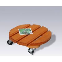 Support Pot Avec Roulette Rond Bois, H.9.5 X L.30 Cm
