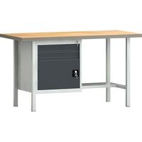 KLW-LUTZ ÉQUIPEMENT DE FONCTIONNEMENT Établi PW 700 L1500xP700xH840mm hêtre multiplex gris clair 2 tiroirs.1 porte - WNS118N-1500M40-E1691 7035/701