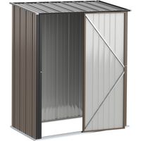 Casetta da Giardino Acciaio Porta Attrezzi Catenaccio Marrone 161,5x94,5x196cm