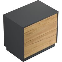 Design Nachttisch Concepto L 60cm stehend, 2 Pushauszüge Grafit Eiche