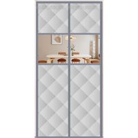 Gris (150 cm x 230 cm) Rideau de porte thermique isolant pour porte d'hiver - Fermeture automatique - Protection contre le froid - Imperméable et coupe-vent - Avec fenêtre