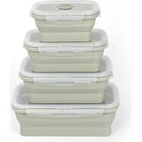 Ensemble de 4 boîtes de conservation pliables avec couvercles,de type bento,réfrigérateur et congélateur,et idéales pour déjeuner