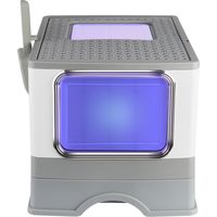 Pets, Katzentoilette mit Deckel, herausnehmbare Schublade, Katzenstreu mit Deckel, Schaufel und Filter inklusive – UV-Desinfektion – GRAU