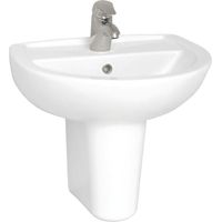 Vitra Layton Basin with Semi Pedestal 550mm Wide - 1 Tap Hole