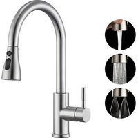 SUNABING Robinet Cuisine Chromé – Mitigeur Extractible 3 Modes (Flow/Spray/Blade), Acier Inox 304, Bec Haut Pivotant 360°, Livré avec Deux Flexibles Eau Chaude/Froide 70 cm Offerts