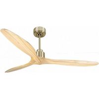 Tenerife de KlassFan - Super destratificateur et ventilateur DC 166 cm Laiton pales bois clair fermées 30 à 60 m²