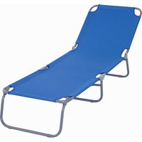 Sdraio da Giardino Pieghevole Schienale Reclinabile 5 Livelli, Seduta Traspirante Tessuto Oxford, per Spiaggia Piscina, 187x55x24cm, Blu