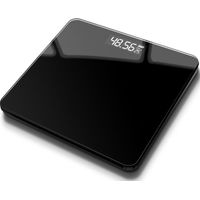 Balance numérique de salle de bain, écran LED, verre trempé noir, maximum 180 kg, fonctions intelligentes, grand écran dimensions 26 x 26 cm x 2,3 cm (noir)