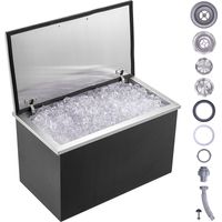 VEVOR Cofre de Hielo, 610 mm de Largo x 508 mm de Ancho x 382 mm de Alto, Enfriador de Hielo de Acero Inoxidable, Contenedor de Hielo Comercial con Cubierta con Bisagras, Aleación de Aluminio de Mango