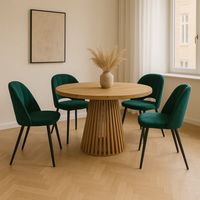 Ruston Round Extendable Table with Slats 100cm to 200cm - Gold Craft Oak