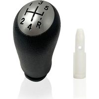 Pommeau de levier de vitesse noir 5 vitesses pour voiture + adaptateur – Compatible avec Renault Clio, Megane, Scenic, Laguna, Kangoo, Modus, Twingo,