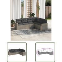 The Living Store Salon de jardin 6 pcs avec coussins gris résine tressée - Salon De Jardin - Meuble De Jardin - Mobilier De Jardin - Set Salon De Jardin - Résine Tressée