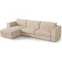 Canapé d'angle gauche places en tissu tramé toucher doux beige