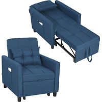 Poltrona Letto Pieghevole con Schienale Regolabile e Cuscino, Blu