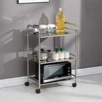 Kitchen Trolley 35x60x75cm 3Tier Stainless Steel Utility Cart Kitchen Island Trolley with Lockable Wheels