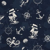 Tissu décoratif d'extérieur Oxford - Motif Histoires de Mer I DX256