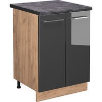 Küchenunterschrank Fame-Line, Anthrazit Hochglanz, 60 cm , AP Anthrazit, Vicco