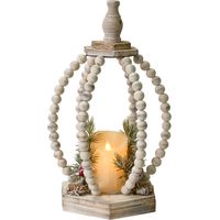 Christmas Decoration Light Brown Fir Wood Lantern LED Candle Handmade Traditional PAJARVI