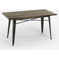 Tavolo da pranzo 120x60 industriale legno metallo vintage Caupona Brush - Nero