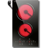 Plaque vitrocéramique 2 feux encastrable 30cm 3000W – Commande tactile – Double zone – 9 niveaux de chaleur – Verrouillage de sécurité – Minuterie