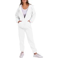 Ensemble de jogging à capuche zippé pour femme, extensible, confortable, respirant, en polyester, vêtements de sport pour la gym, le yoga et les sorties décontractées