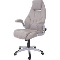 Chaise fauteuil de bureau HHG-705, chaise pivotante, similicuir, taupe