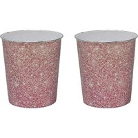 Small Pink Sparkle Waste Paper Bin, Set of 2